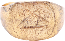 MEDIEVAL SORCERER'S PENTAGRAM RING, C.500-900 AD, SIZE 9 3/4