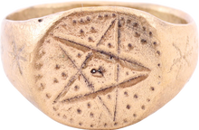 MEDIEVAL SORCERER'S PENTAGRAM RING, C.500-900 AD, SIZE 10 1/2
