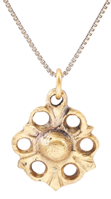 MEDIEVAL CHRISTIAN WHEEL OF FORTUNE AMULET NECKLACE