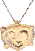 RARE ANCIENT VIKING HEART PENDANT NECKLACE, C.850-1050 AD