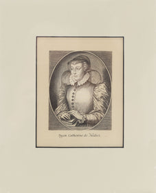 ENGLISH PRINT (INTAGLIO) Queen Catherine de Medici