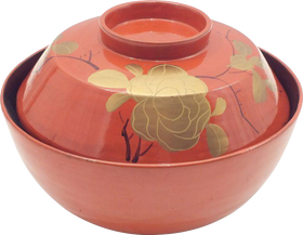 ANTIQUE JAPANESE LACQUERED COVERED BOWL, MEIJI PERIOD