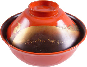 FINE JAPANESE LACQUERED BOWL AND COVER