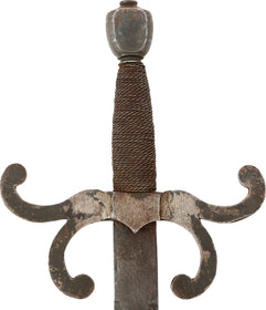 VINTAGE TO ANTIQUE COPY OF A EUROPEAN BROADSWORD OF ABOUT 1550