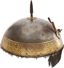 FINE 17TH CENTURY RAJASTHAN HELMET, KULAH KHUD - Fagan Arms