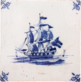 DELFT BLUE ON WHITE TILE, MID 17TH CENTURY