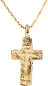 LATE MEDIEVAL EUROPEAN CHRISTIAN CROSS NECKLACE, 14TH-16TH CENTURY AD