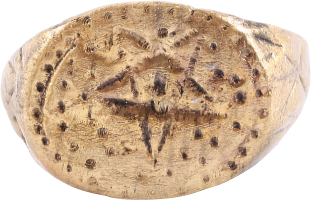 MEDIEVAL SORCERER'S PENTAGRAM RING, C.500-900 AD, SIZE 10 ¾ - Fagan Arms