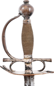 EUROPEAN SILVERED HILT OFFICER’S RAPIER, MID 18TH CENTURY