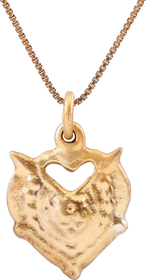 RARE ANCIENT VIKING HEART PENDANT NECKLACE, C.850-1050 AD