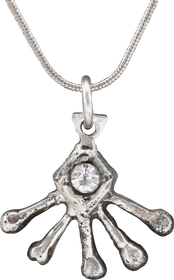 ROMAN WHEEL OF FORTUNE AMULET NECKLACE, 3RD-5TH CENTURY AD
