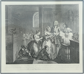 William Hogarth” A Rake’s Progress, Plate 5, The Marriage