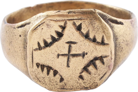 MEDIEVAL EUROPEAN CHRISTIAN RING 9TH-11TH CENTURY SIZE  11
