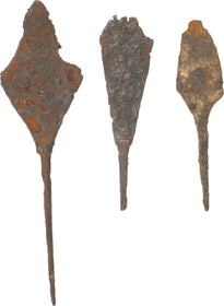 THREE MEDIEVAL IRON ARROWHEADS