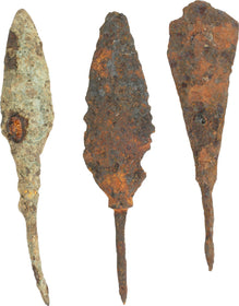 THREE MEDIEVAL IRON ARROWHEADS