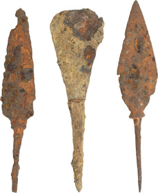 THREE MEDIEVAL IRON ARROWHEADS