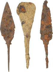 THREE MEDIEVAL IRON ARROWHEADS - Fagan Arms