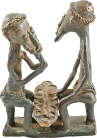 AN ASHANTI GILT BRONZE FIGURAL GROUP