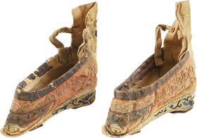 EXTRAORDINARY PAIR OF CHINESE LADIES SHOES FOR BOUND FEET (FOOT BINDING)