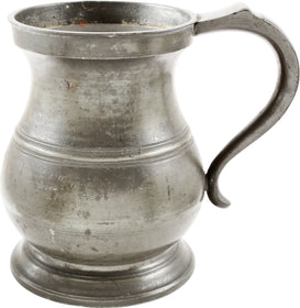 FINE PEWTER QUART TANKARD BY FAMED MAKER JAMES YATES