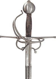A RARE SPANISH OR ITALIAN WHEEL POMMEL RAPIER C.1530
