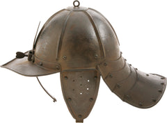 Evidently served in two wars for 35 years! EUROPEAN LOBSTERTAIL HELMET C.1620 - Fagan Arms