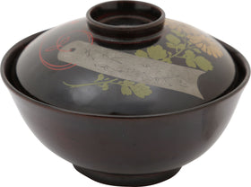 JAPANESE LACQUERED BOWL AND COVER, 19th CENTURY