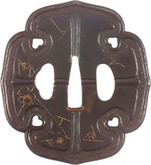 LARGE AOI SHAPED KAGA SCHOOL IRON TSUBA - Fagan Arms