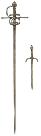 MAGNIFICENT SWEPT HILT RAPIER AND COMPANION LEFT HAND DAGGER