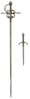 MAGNIFICENT SWEPT HILT RAPIER AND COMPANION LEFT HAND DAGGER