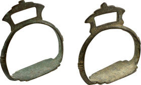 PAIR OF INDOPERSIAN BRASS STIRRUPS