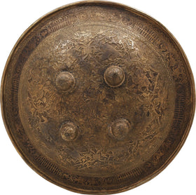 RARE INDOPERSIAN DECORATED BRASS SHIELD