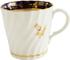 RARE SCOTTISH MOTIF FIRST PERIOD WORCESTER COFFEE CUP AND SAUCER, C.1770 - Fagan Arms